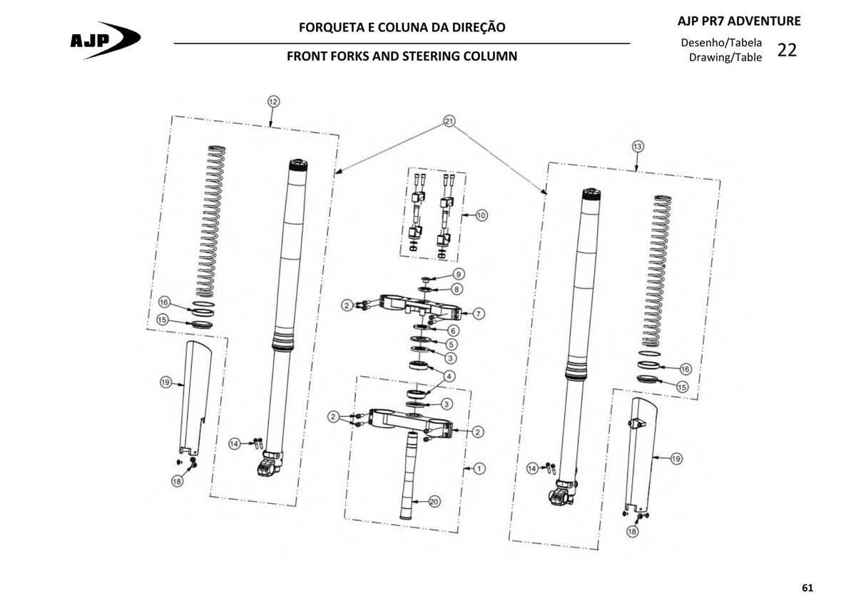 FRONT FORK AND STEERING COLUMN