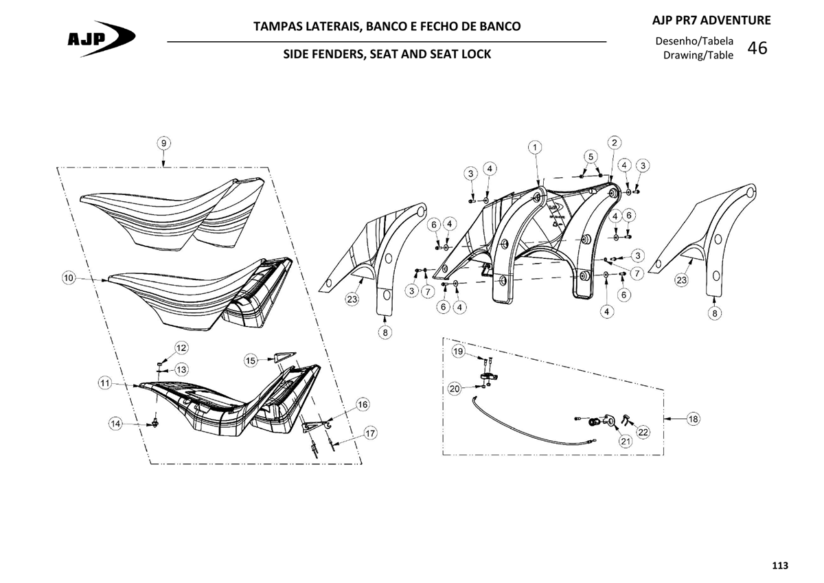 SIDE PANELS, SEAT AND SEAT LOCK